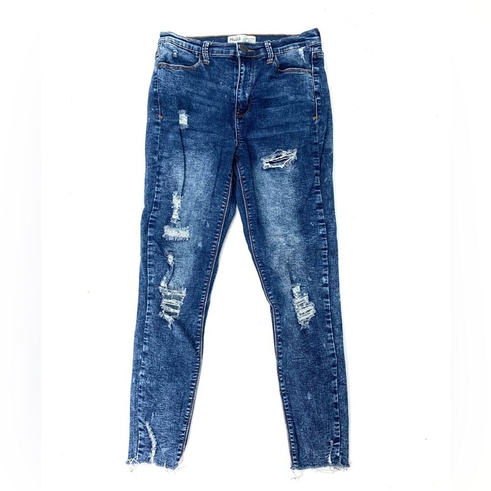 Dark Acid Wash Distressed Jeans